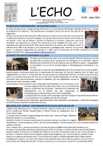 Page de une du journal L'Écho n° 25, juillet 2016
